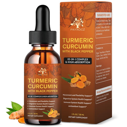 (2 Pack) Organic Turmeric Curcumin Liquid Drops - 1 Fl Oz