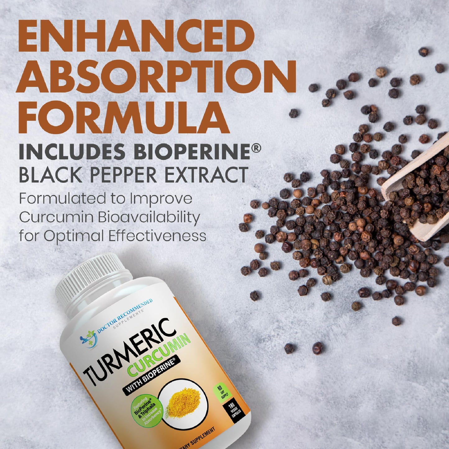 Turmeric Curcumin Supplement 2250mg/day - Veggie Caps | 95% Curcuminoids + BioPerine - 180 Count - Organic
