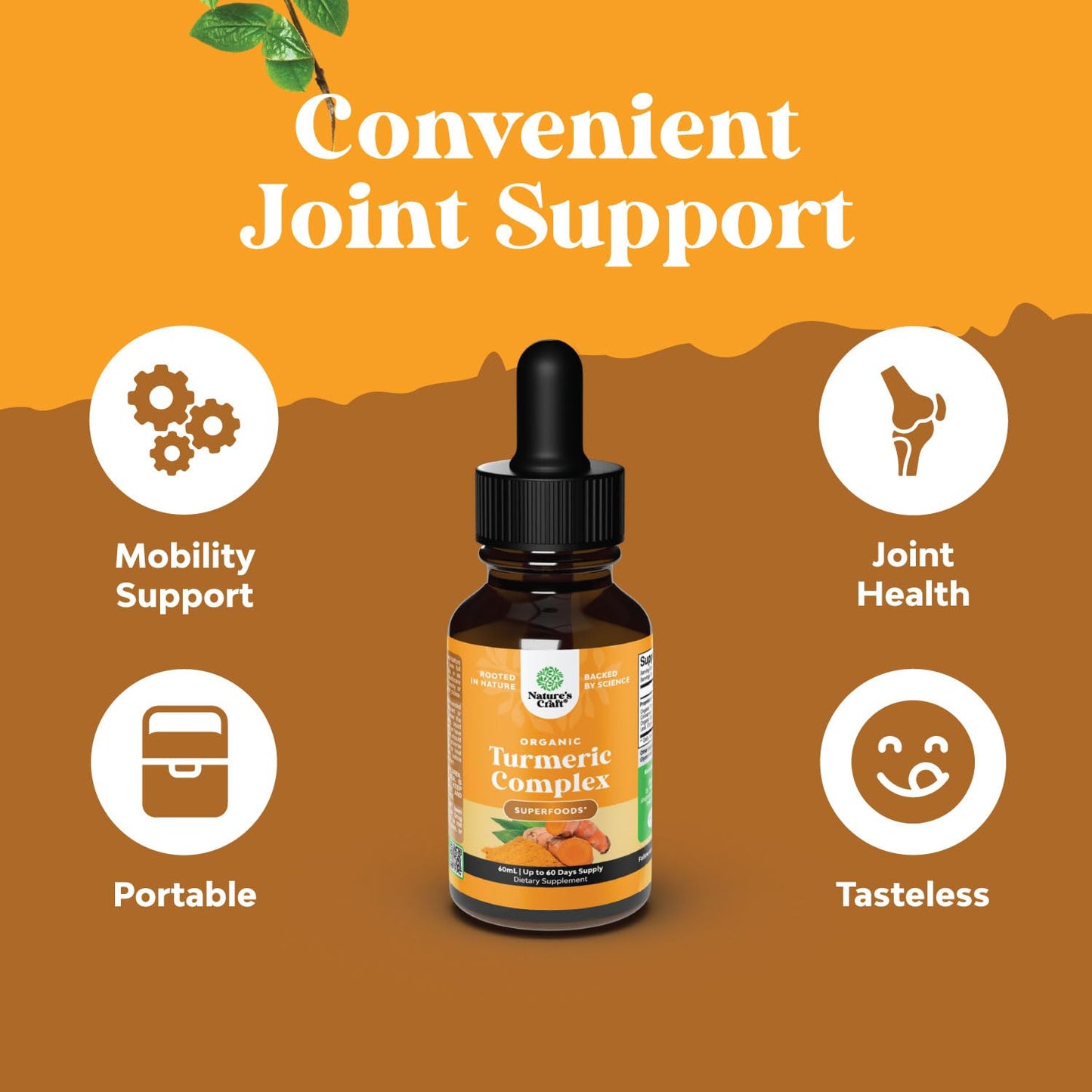 Organic Turmeric Liquid Drops for Adults – Turmeric Curcumin with Black Pepper & Ginger (60ml)