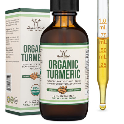 Organic Turmeric Drops with Black Pepper – 1,180mg per Serving | Double Wood