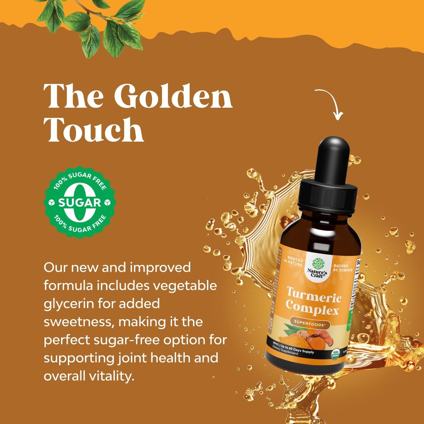Organic Turmeric Liquid Drops for Adults – Turmeric Curcumin with Black Pepper & Ginger (60ml)