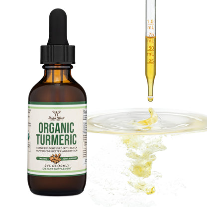 Organic Turmeric Drops with Black Pepper – 1,180mg per Serving | Double Wood
