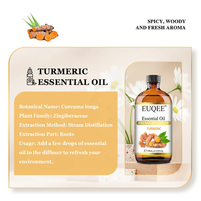 EUQEE Turmeric Essential Oil 118ml (4 Fl. Oz) | Pure Turmeric Oil for Diffusers, DIY Soap & Candles