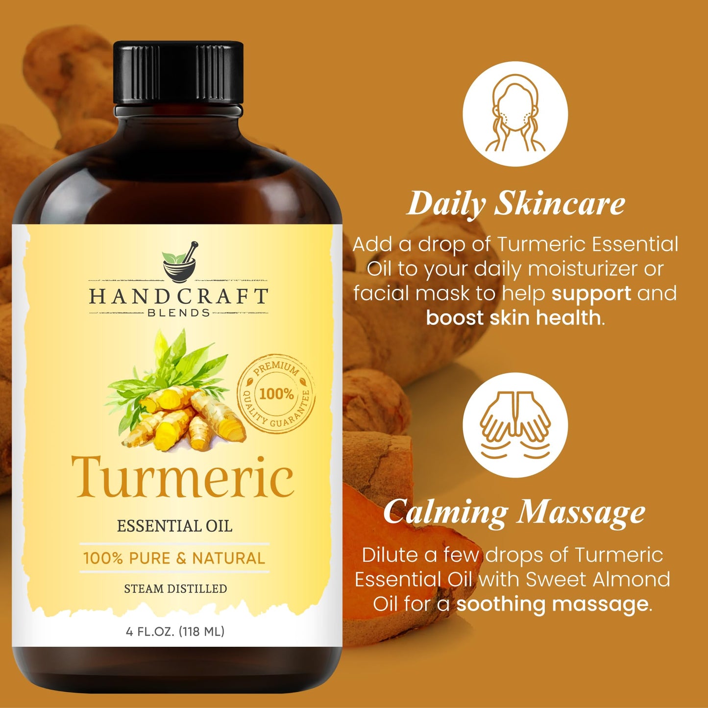 Handcraft Blends Turmeric Essential Oil – 4 oz – 100% Pure & Natural, Premium Grade