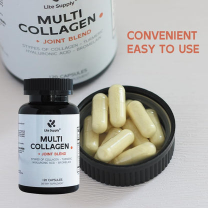 Multi Collagen Complex 120 Caps - Type I, II, III, V, X + Turmeric & Hyaluronic Acid
