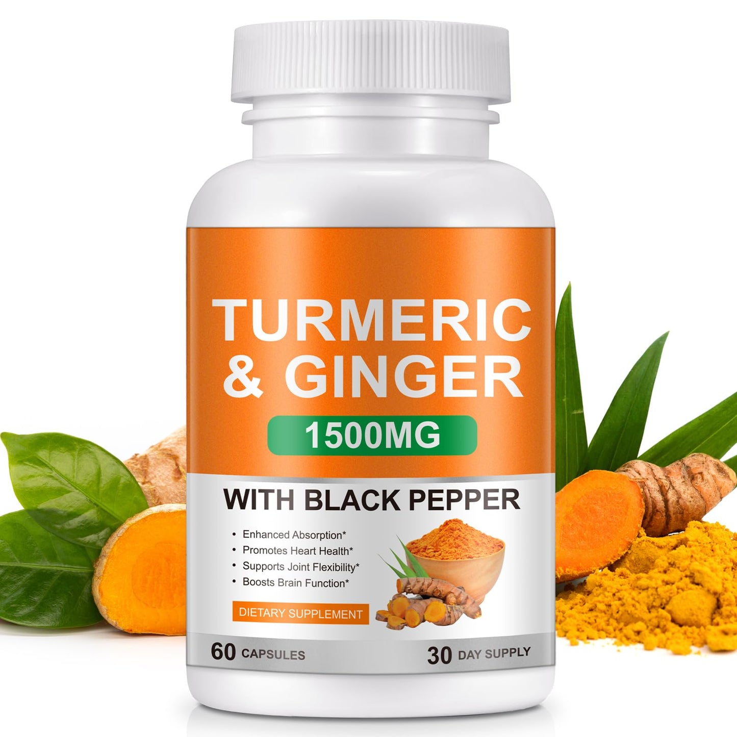 Turmeric & Ginger 1500mg – Curcumin with BioPerine for Joint Pain