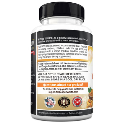 Turmeric Curcumin & Ginger Supplement with BioPerine – 95% Curcuminoids, Gluten-Free, 60 Capsules