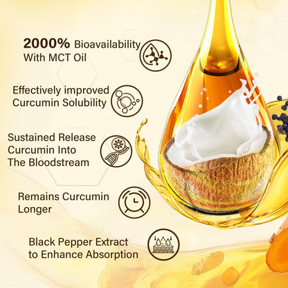 Turmeric Gummies 1000mg with MCT Oil C8/C10 – Curcumin + Black Pepper, Sugar Free, 60 Gummies