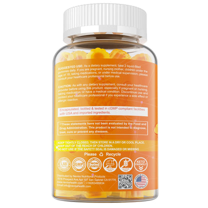 Turmeric Gummies 1000mg with MCT Oil C8/C10 – Curcumin + Black Pepper, Sugar Free, 60 Gummies