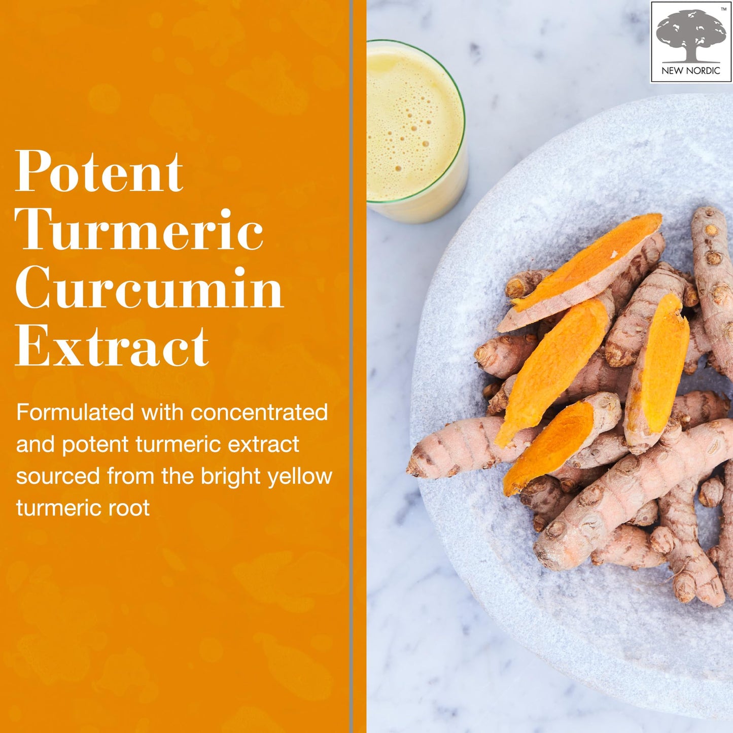 New Nordic Turmeric Curcumin Gummies – Mango Orange, Sugar Free, 300 mg Daily, 60 Count