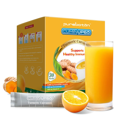 PureBotan Turmeric Curcumin Drink Powder | Orange Immunity Shots with Vitamin C