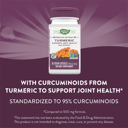 Nature's Way Turmeric Max Potency Premium Extract – Joint Support* (60 Vegan Capsules, Pack of 2)
