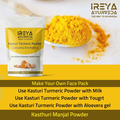 Ireya Ayurveda Kasturi Manjal Powder for Skin & Face Care (100g) – Kasturi Turmeric (Curcuma Aromatica)