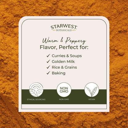 Starwest Organic Ground Turmeric Powder - 1 lb, Kosher, Non-GMO