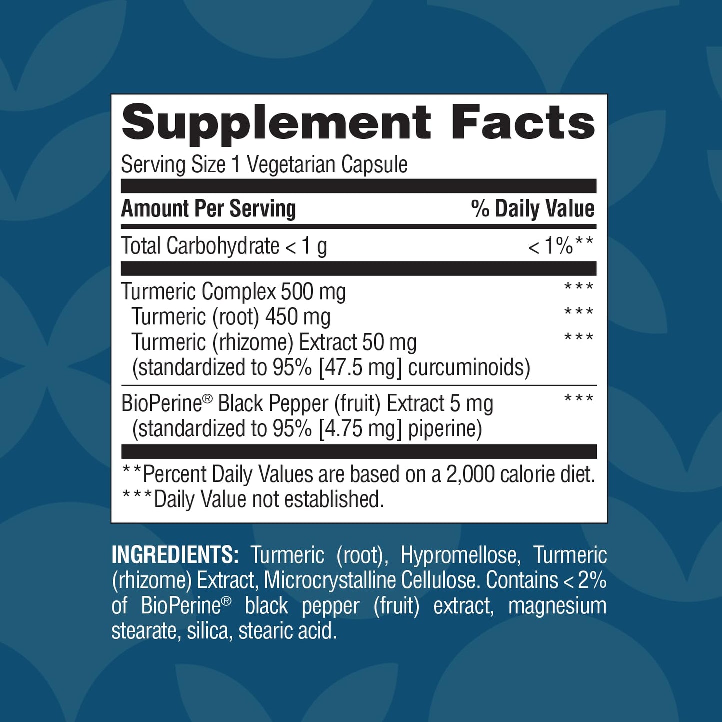 Nature's Wonder Turmeric Supplement with BioPerine 500mg - 90 Vegetarian Capsules