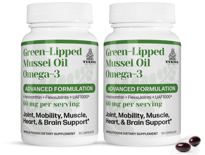 TURNER New Zealand Green Lipped Omega-3 Mussel Oil – 2 Bottles, 120 Softgels