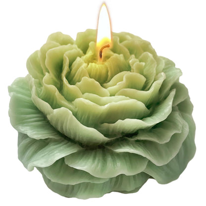 Turquoise Green Peony Flower Scented Candle – Jasmine, 3.3in, Pastel Gift