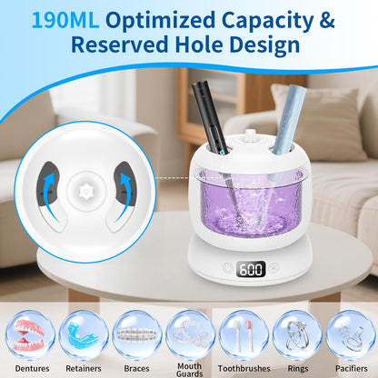 2025 Upgraded Ultrasonic Retainer Cleaner Machine | 4 Modes, UV Lights