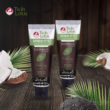Twin Lotus Activated Charcoal Toothpaste - Fluoride-Free, SLS-Free, Teeth Whitening