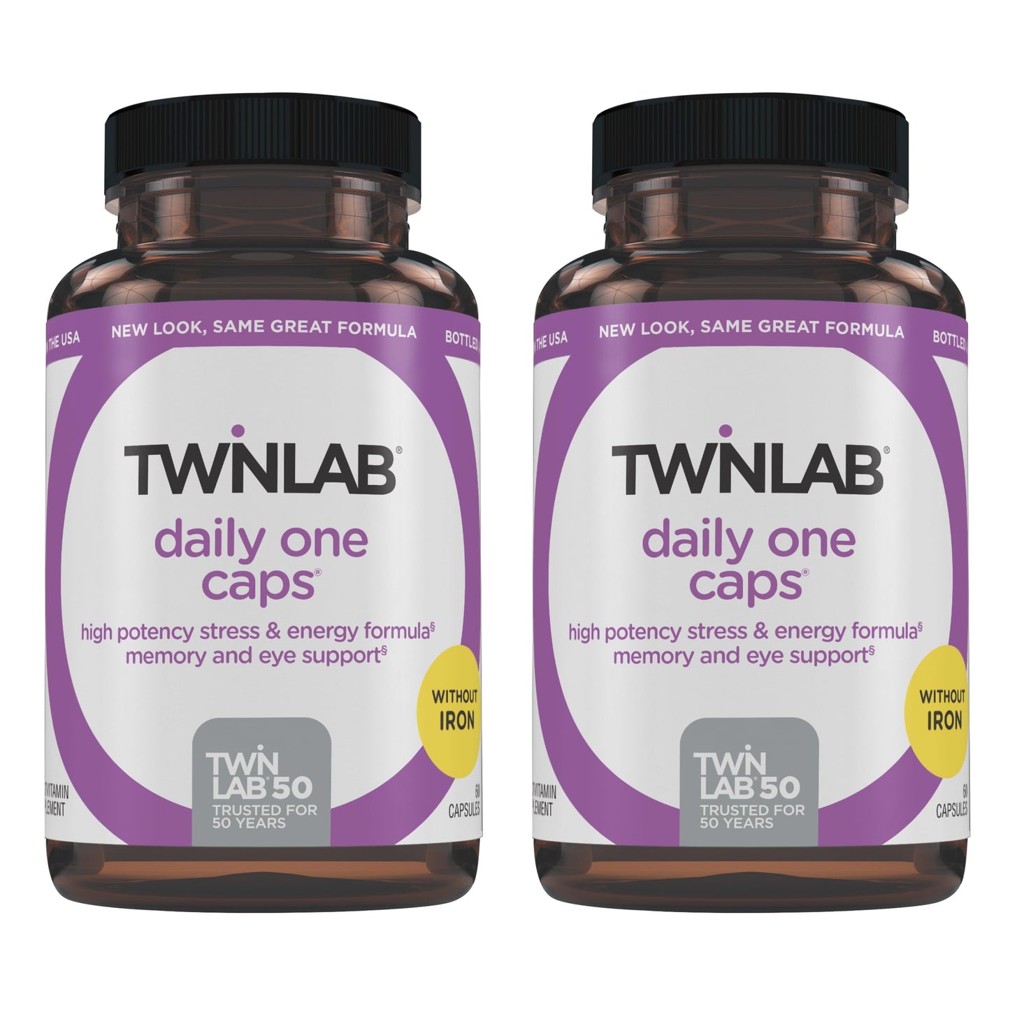 Twinlab Daily One Caps Without Iron – Multivitamin with Zinc, B Vitamins & Magnesium | 60 Capsules (2-Pack)