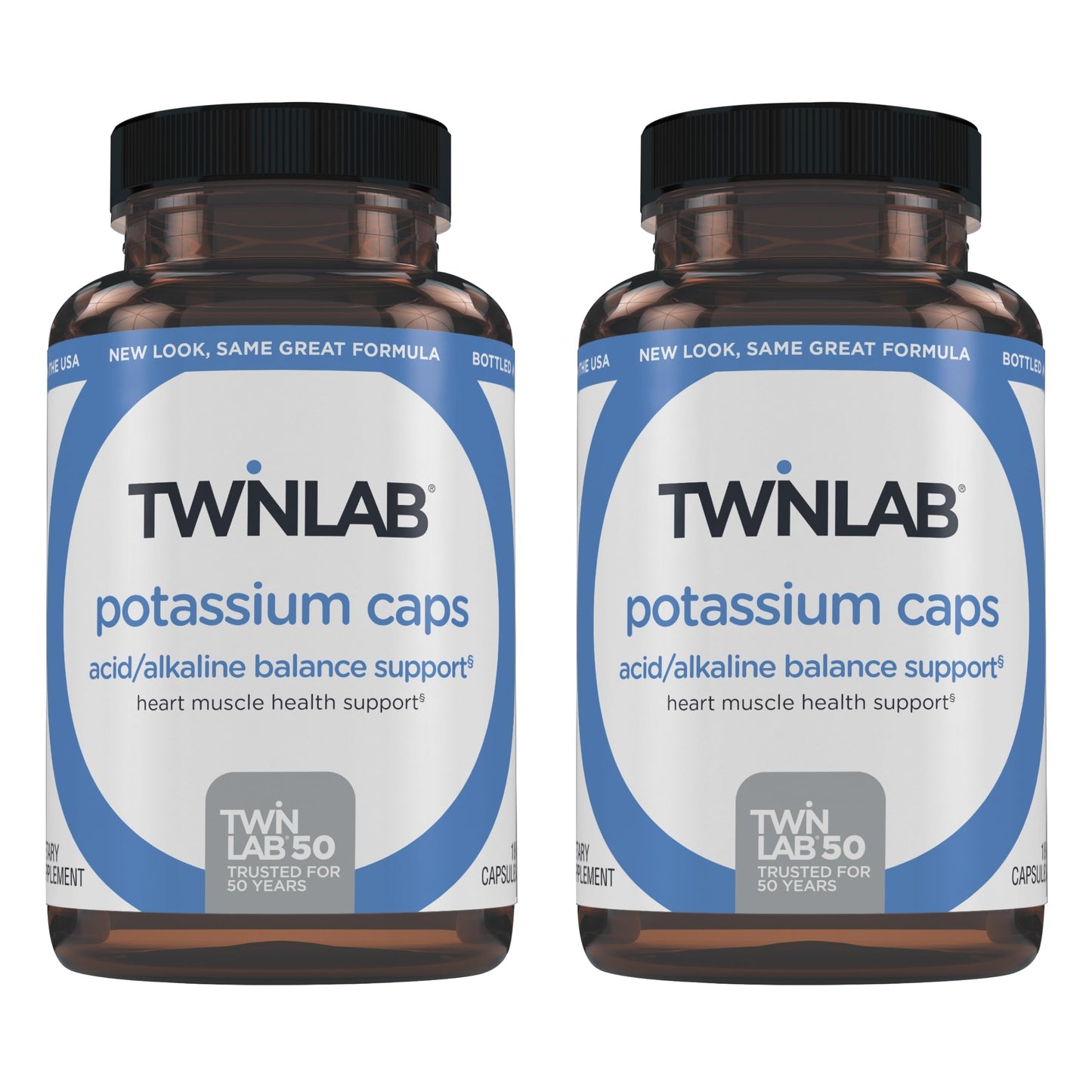 Twinlab Potassium Caps - Electrolyte Support for Heart & Muscle Health (180 Capsules, Pack of 2)