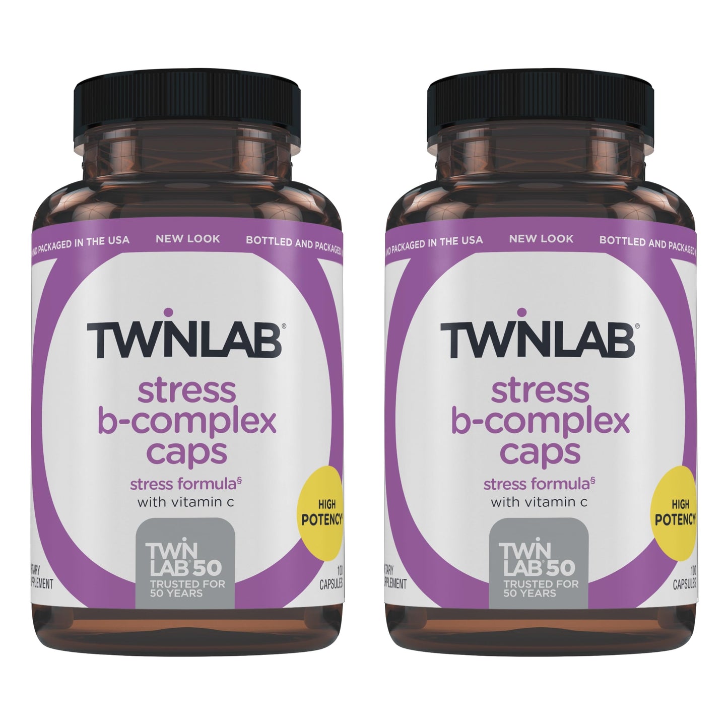 Twinlab Stress B-Complex Caps - Complete B-Complex & 1000 mg Vitamin C (Pack of 2)