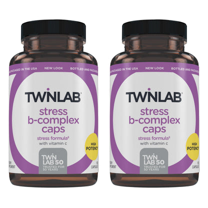Twinlab Stress B-Complex Caps - Complete B-Complex & 1000 mg Vitamin C (Pack of 2)