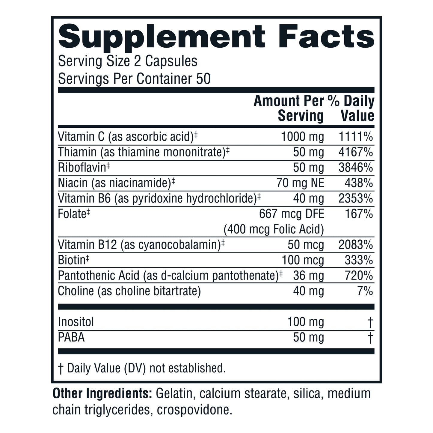 Twinlab Stress B-Complex Caps - Complete B-Complex & 1000 mg Vitamin C (Pack of 2)