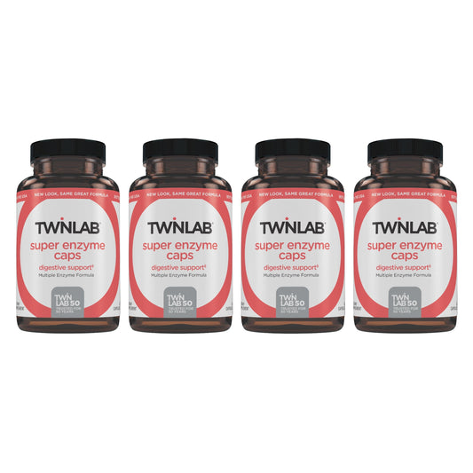 Twinlab Super Enzyme Caps – Digestive Enzymes for Constipation, 50 Caps (4-Pack) BritishVita | Premium UK Vitamins & Wellness Supplements