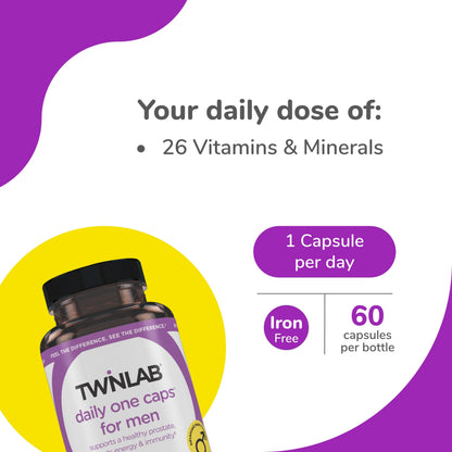 Twinlab TWL Men's Daily One 60 Ct – Complete Daily Multivitamin for Men