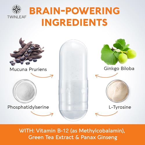 TWINLEAF Dopamine Brain Support Supplement - 1000 mg Blend | Made in USA | 60 Capsules