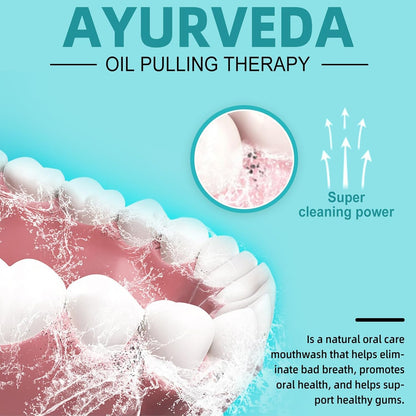 Coconut Oil Pulling for Fresh Breath and Oral Hygiene - Ayurvedic Expert Formulated | Supports Healthy Gums | Natural - Includes Tongue Scraper and Measuring Cup - 8 oz - 2 Packs
