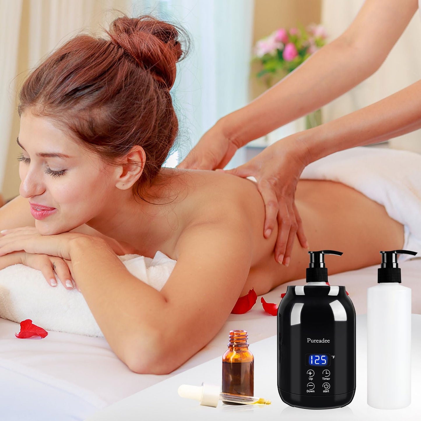 Massage Oil Warmer for Therapy, Spa, Salon, Barbershops & Home – Two Bottle Dispenser