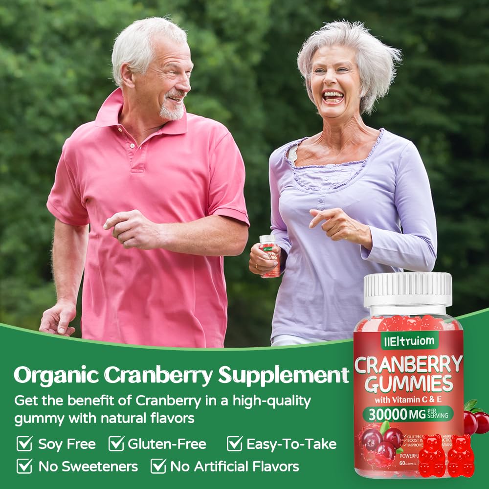IIEltruiom Cranberry Gummies – Urinary Tract Health (Women & Men), 50x Concentrate, Hibiscus, 120 Counts