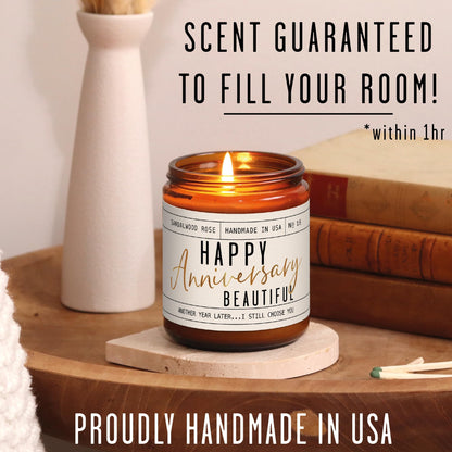 Anniversary Gifts for Women - Happy Anniversary Beautiful Candle | USA Made