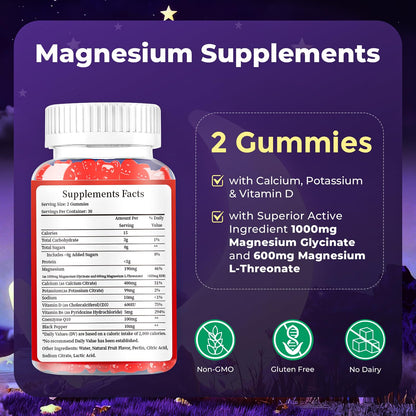 Kids Liposomal Magnesium 190mg – Glycinate & L-Threonate with D3 & CoQ10 | 60 Count
