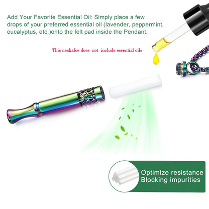 Anxiety Relief Pendant - Mindfulness Breathing Necklace & Aromatherapy Diffuser (Rainbow)