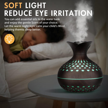 Mini Humidifier for Desk & Bedroom — 300ml Aromatherapy Diffuser with Quiet Night Light