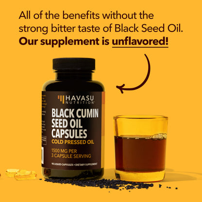 Cold Pressed Black Seed Oil Capsules 1500mg – Immune & Digestive Support, Hair & Skin | 2-Month Unflavored Supply