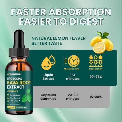 GZ HAOYUAN Liposomal Kava Drops – Calming Kava Liquid with GABA & Ashwagandha