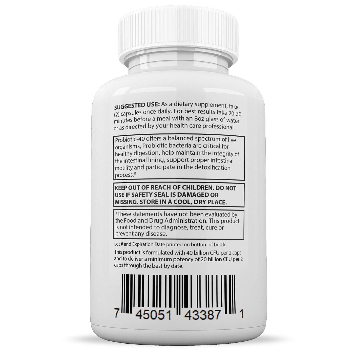 Justified Laboratories Fungus Clear Max Probiotic 40 Billion CFU - 2 Pack, 120 Capsules