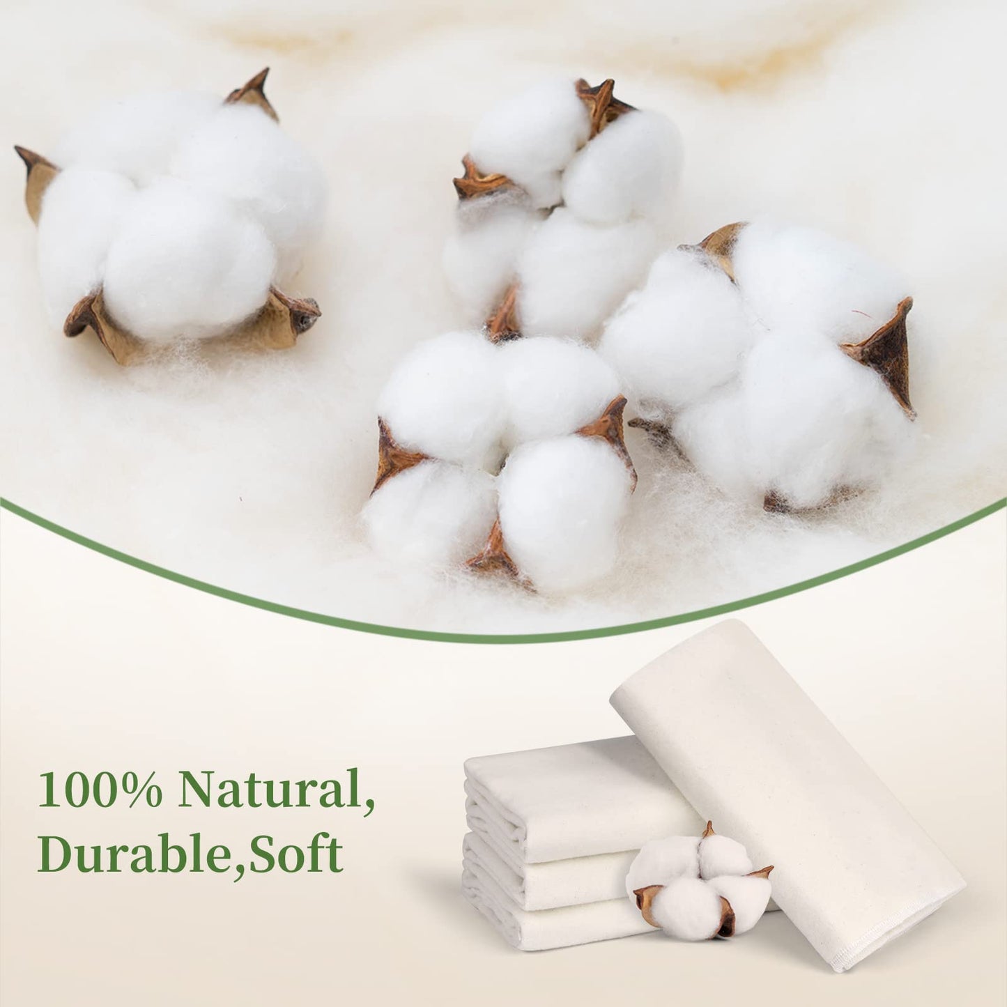 2Pcs Organic Cotton Flannel for Castor Oil Pack - Unbleached, Reusable