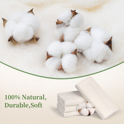 2Pcs Organic Cotton Flannel for Castor Oil Pack - Unbleached, Reusable