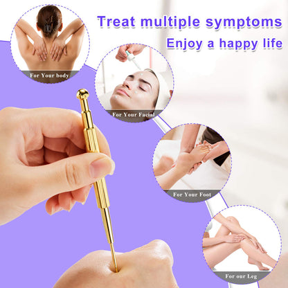 2 Pieces Facial Reflexology Massage Tool – Retractable Acupuncture Pen & Stainless Steel Probes