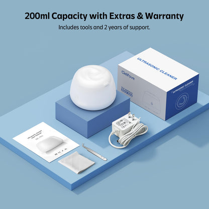 Ultrasonic Retainer Cleaner 48kHz – 200ML Cleaning Pod (White) for Dentures & Aligners