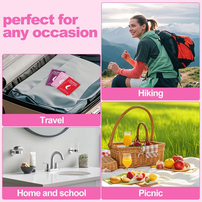 Twoworld Feminine Wipes – 60-Count Travel Pack with Chamomile, Rose, and Unscented, Flushable & Individually Wrapped