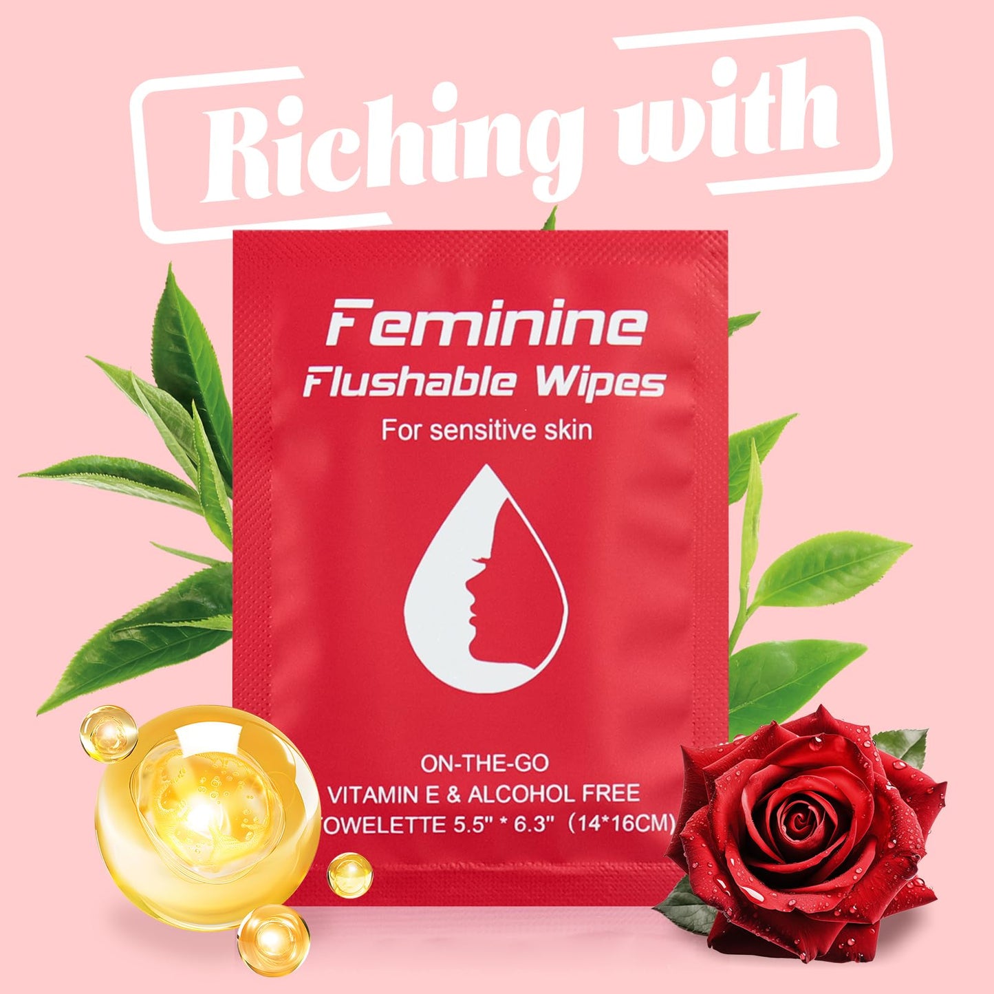 Twoworld Feminine Wipes – Flushable, Individually Wrapped Travel Wipes for Women (100 Count)