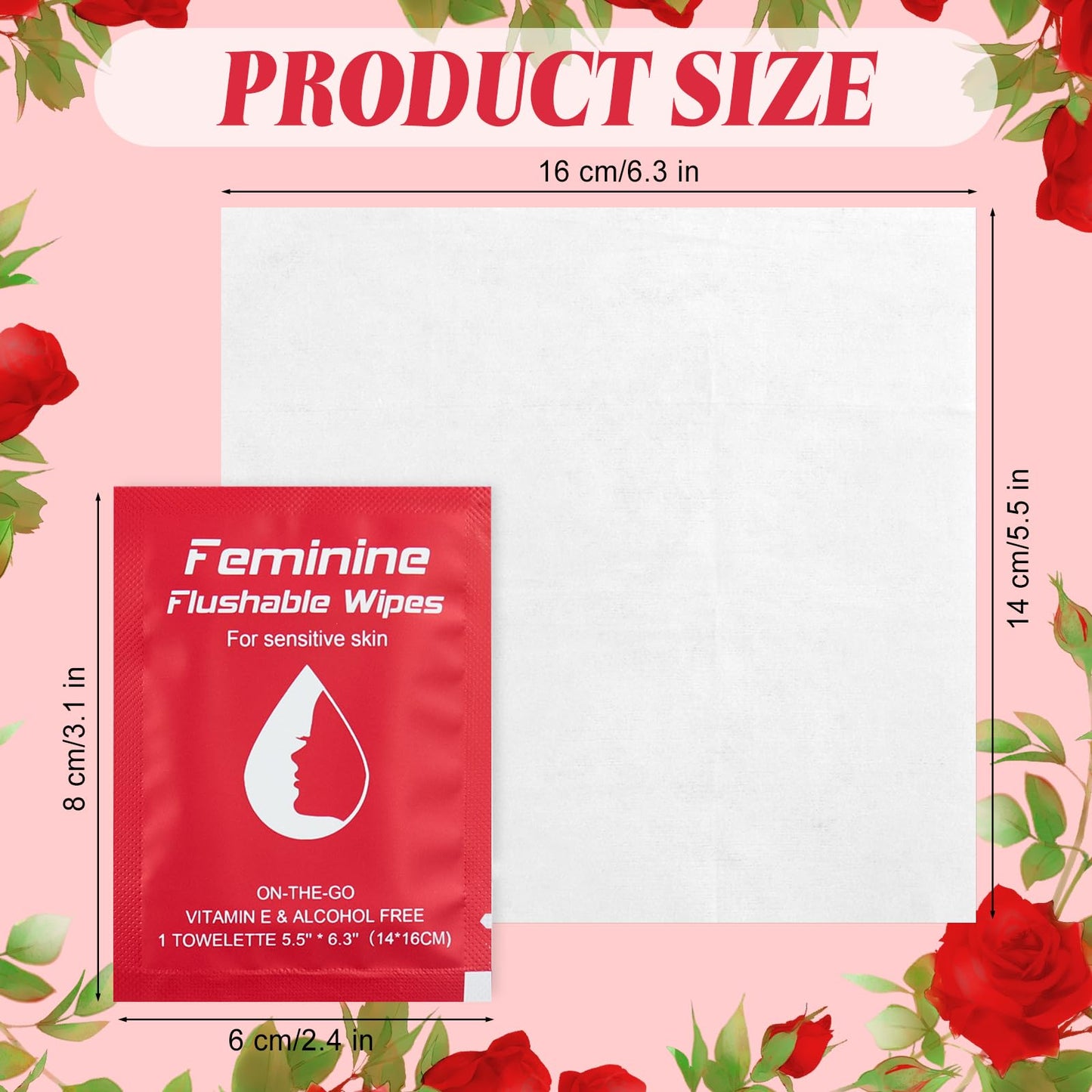 Twoworld Feminine Wipes – Flushable, Individually Wrapped Travel Wipes for Women (100 Count)