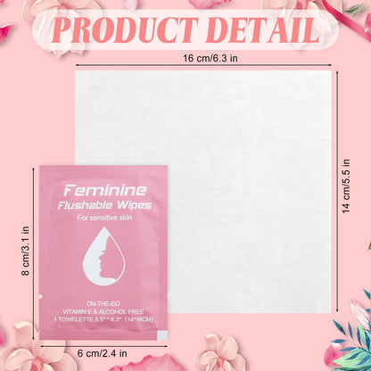 Twoworld 50 Feminine Wipes - Flushable Travel Wipes for Women, On-the-Go Personal Care