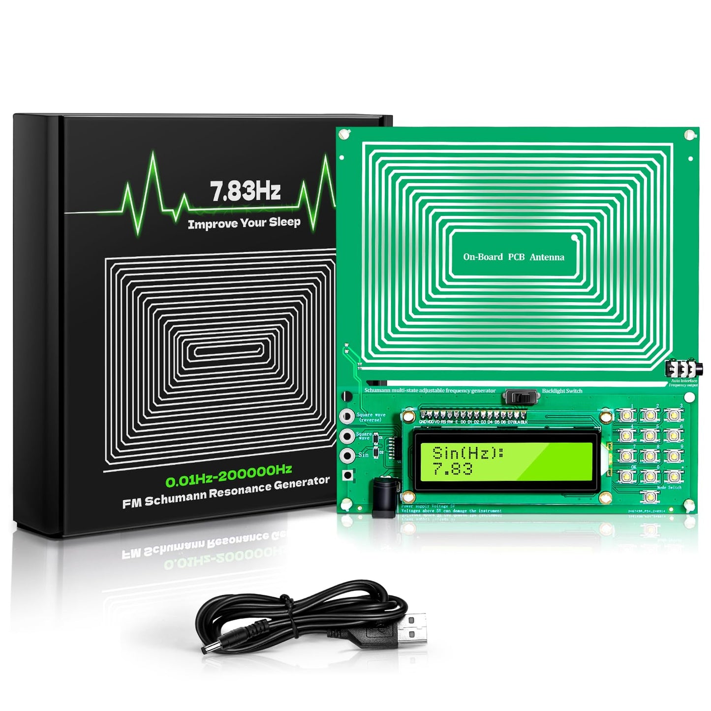 Twxire Adjustable Schumann Resonance Generator (0.01Hz-20kHz) | Sleep Aid, Stress Relief, Meditation & USB Powered
